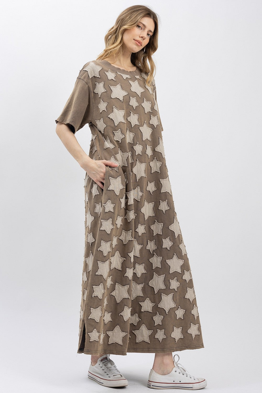 Blue Velvet Olive Star Patch Dress