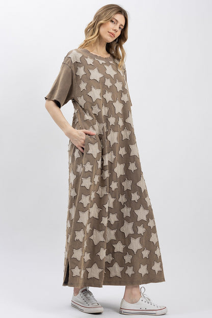 Blue Velvet Olive Star Patch Dress