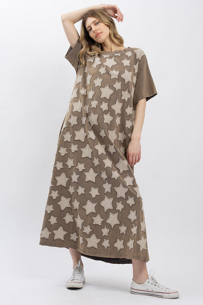 Blue Velvet Olive Star Patch Dress