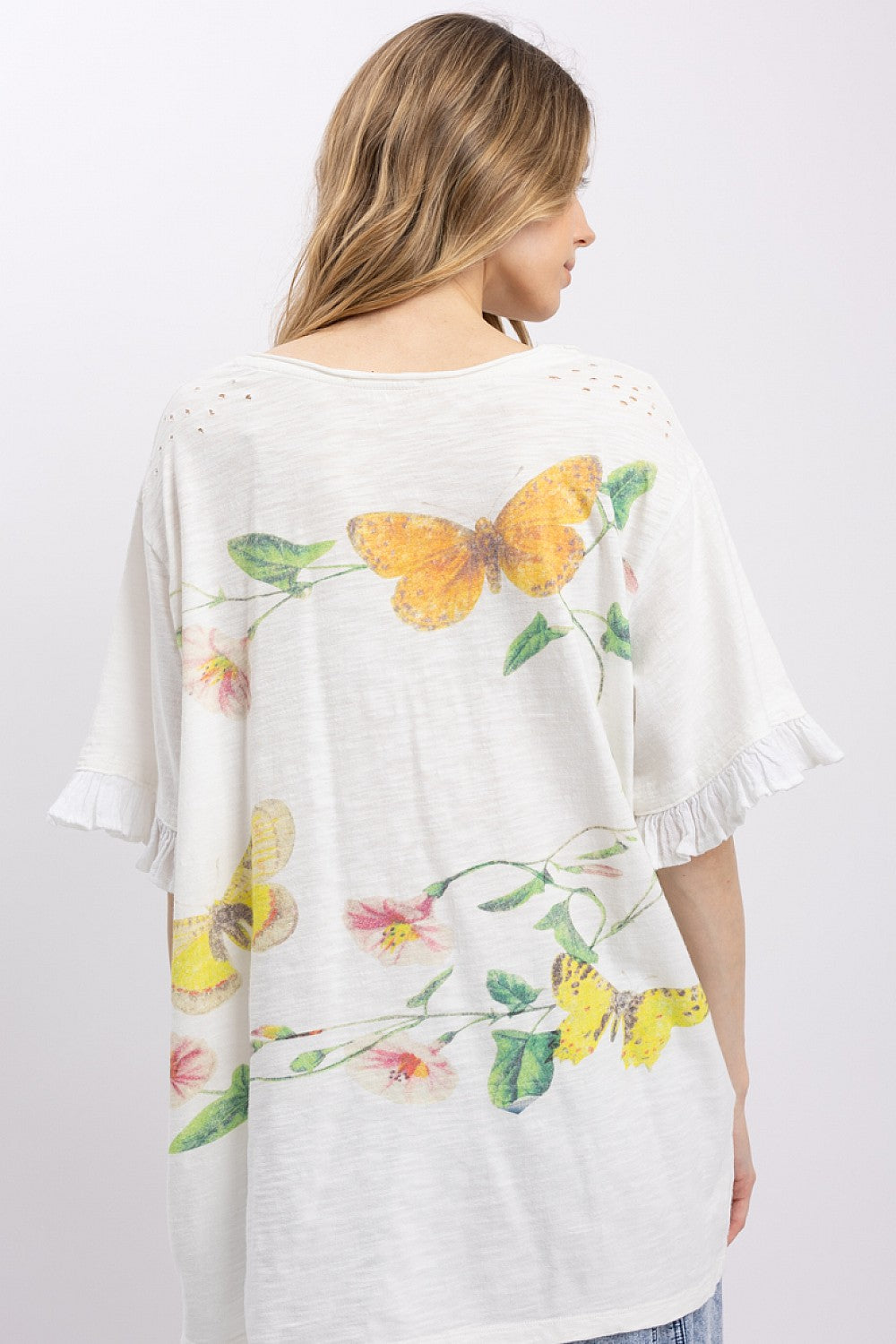 Blue Velvet White Butterfly Top