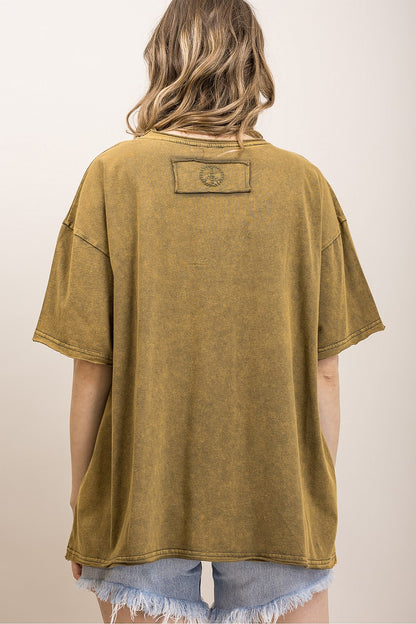 Blue Velvet Indian Print Short Sleeve T-Shirt Olive