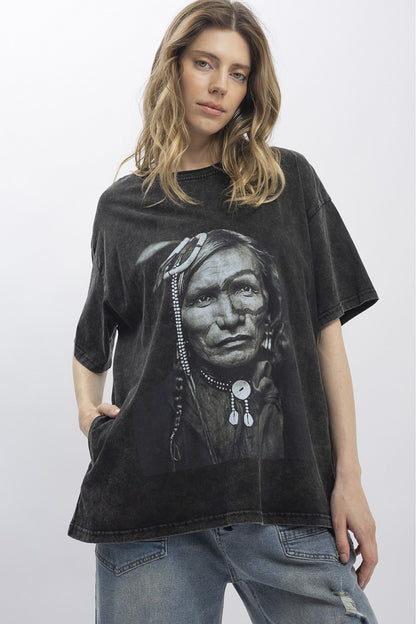 Blue Velvet Indian Print Short Sleeve T-Shirt Black