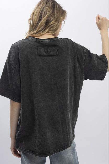 Blue Velvet Indian Print Short Sleeve T-Shirt Black