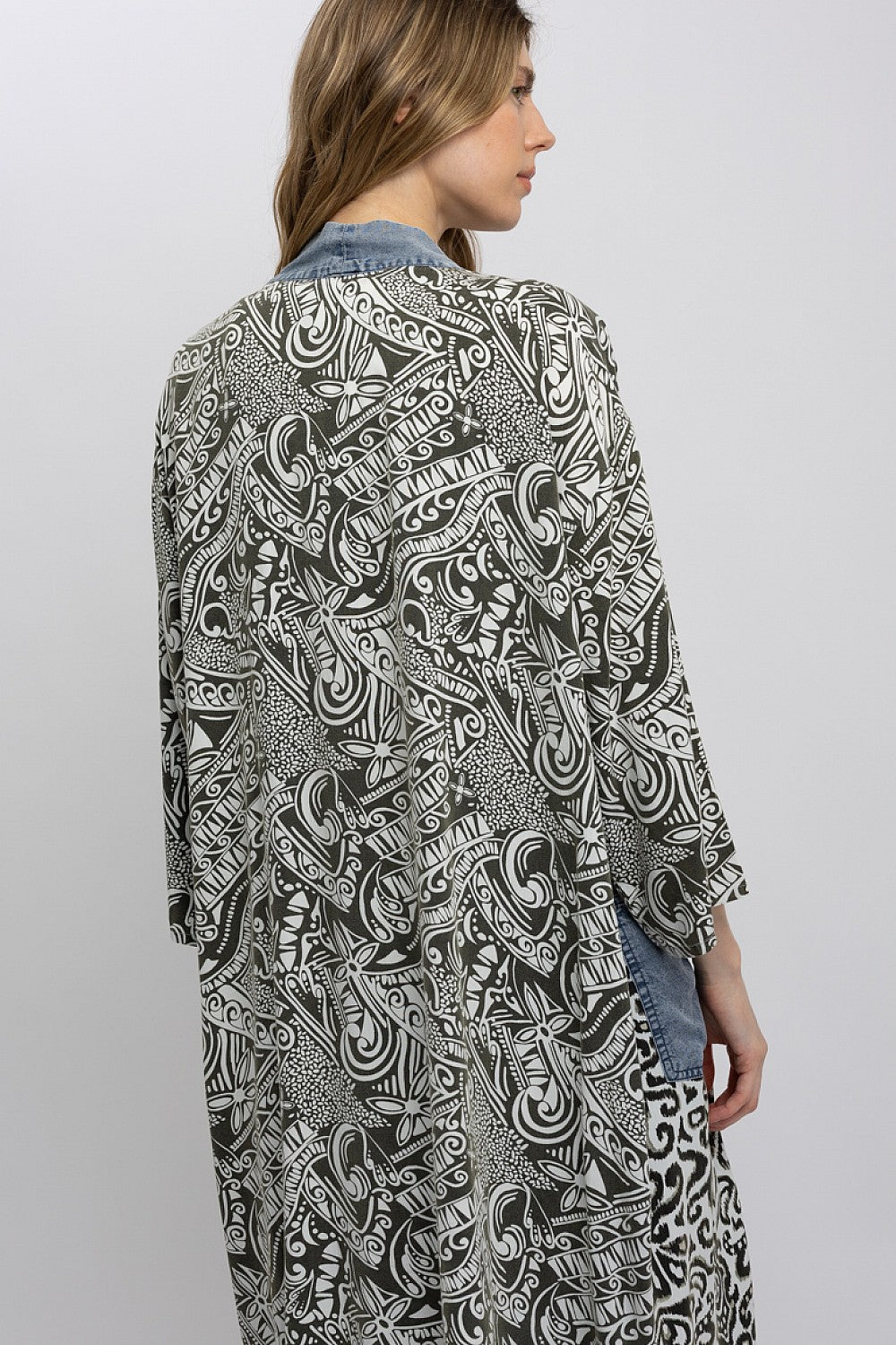 Blue Velvet Long Sleeve Open Coat Black