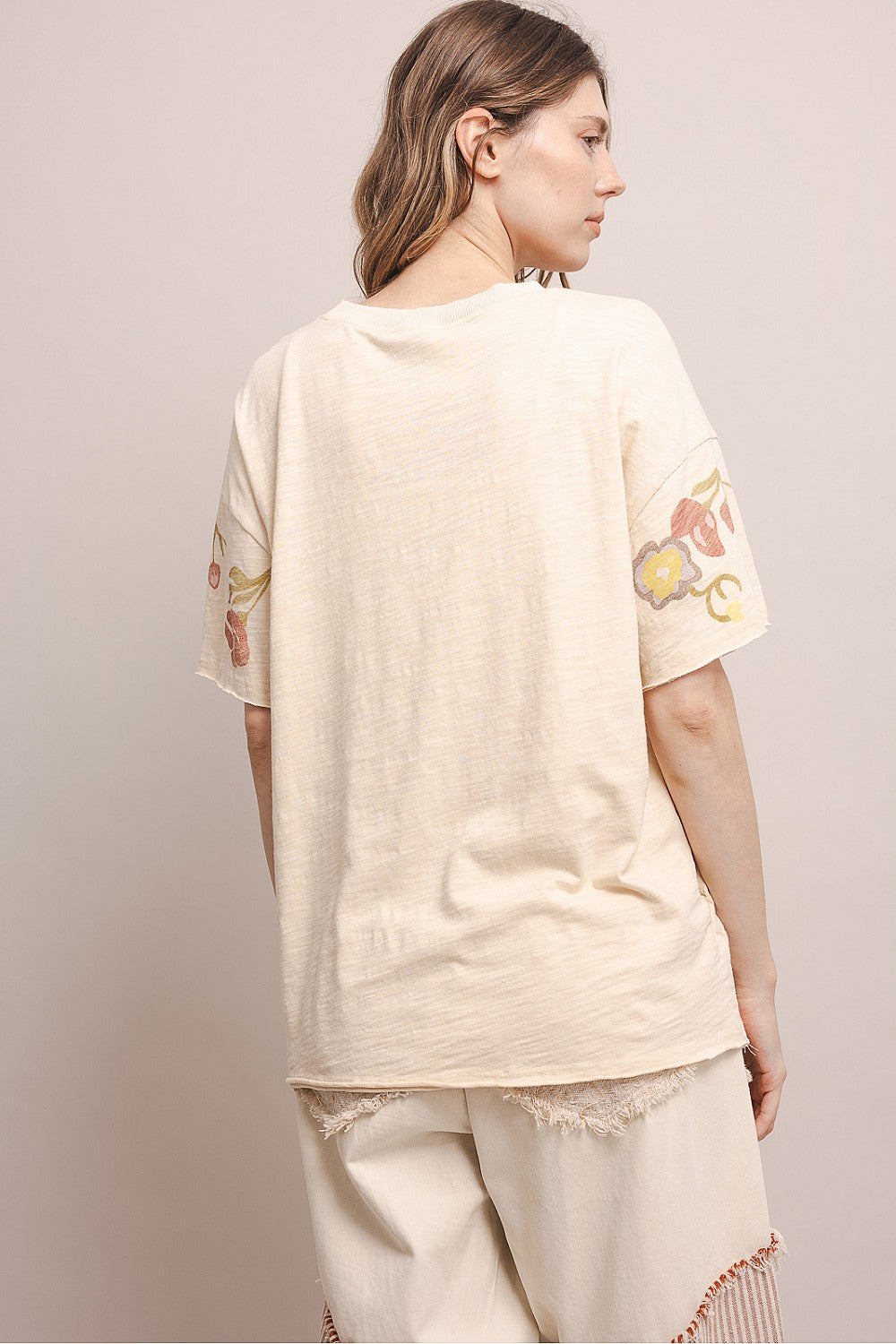 Blue Velvet Floral Butterfly Tan Top