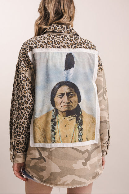 BlueVelvet Leopard Camo Native American Jacket