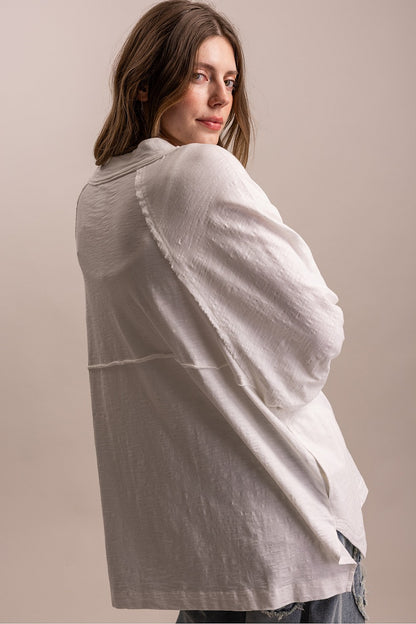 BlueVelvet Off White Round Neck Top