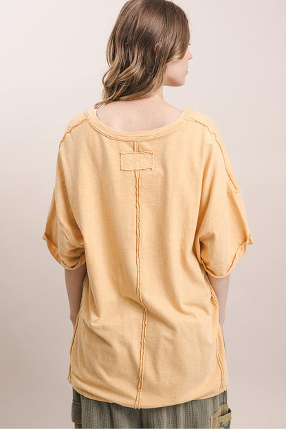 BlueVelvet Powder Yellow V-Neck Top