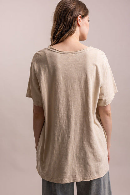 BlueVelvet Natural Frida Print Top