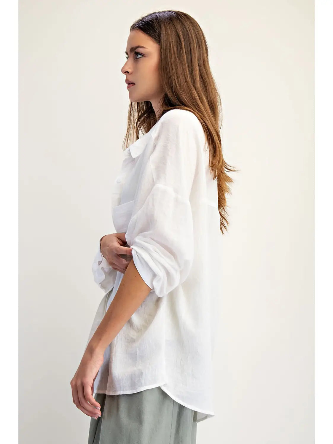 White Soft Linen Blend Shirt