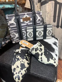Cowhide Mules Black