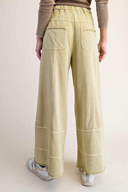Easel Green Tea Terry Knit Pants