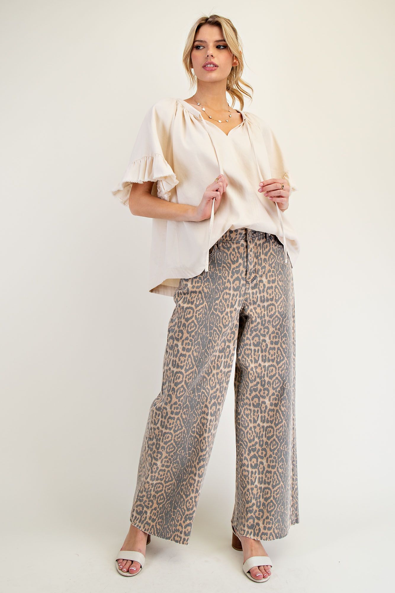 Easel Washed Cheetah Denim