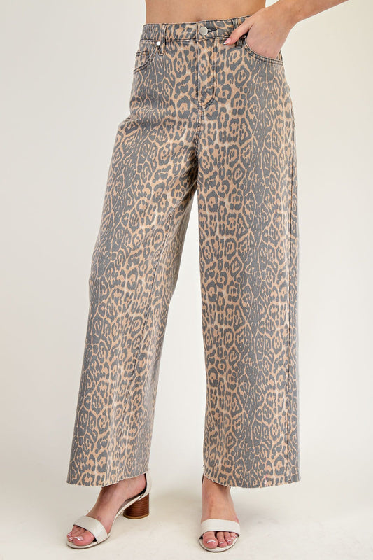 Easel Washed Cheetah Denim