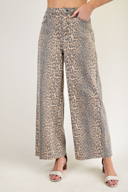 Easel Washed Cheetah Denim