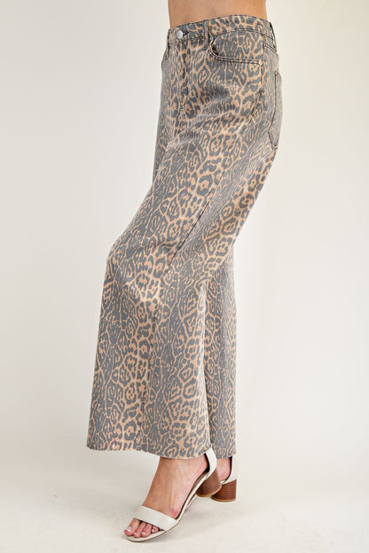 Easel Washed Cheetah Denim