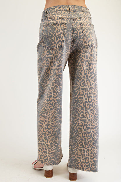 Easel Washed Cheetah Denim