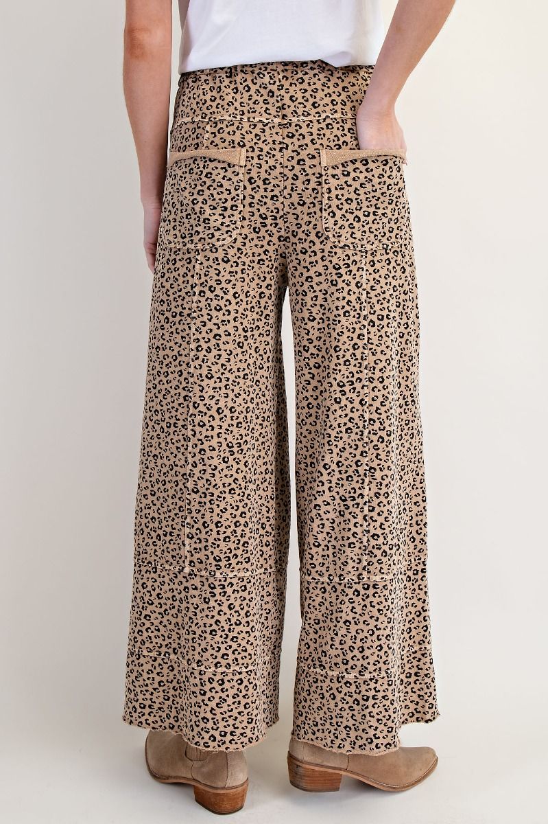 Easel Animal Print Camel Cargo Pants