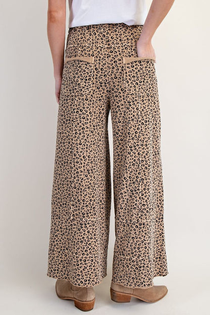 Easel Animal Print Camel Cargo Pants