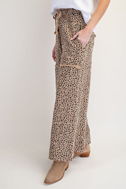 Easel Animal Print Camel Cargo Pants