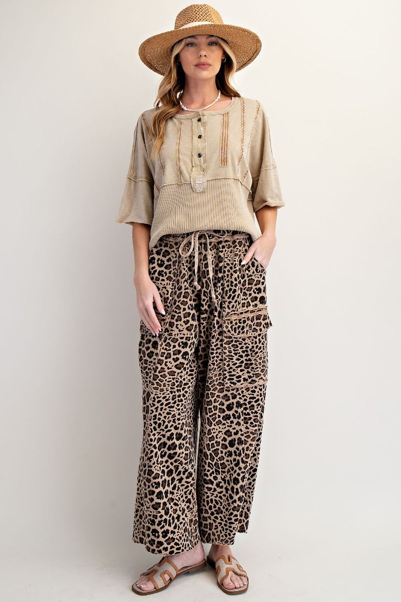 Easel Dark Cheetah Print Cargo Pants