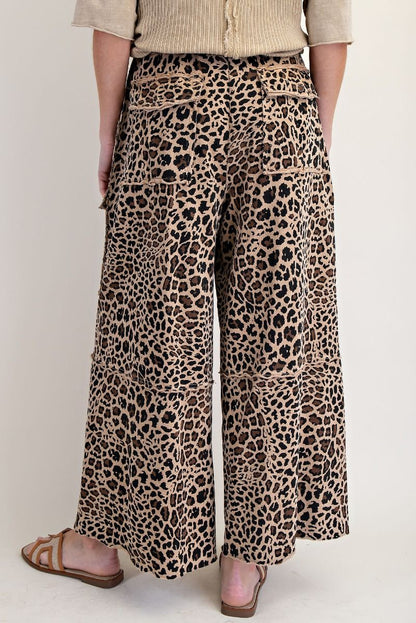 Easel Dark Cheetah Print Cargo Pants
