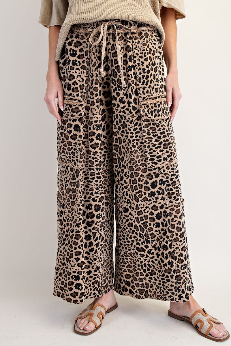Easel Dark Cheetah Print Cargo Pants