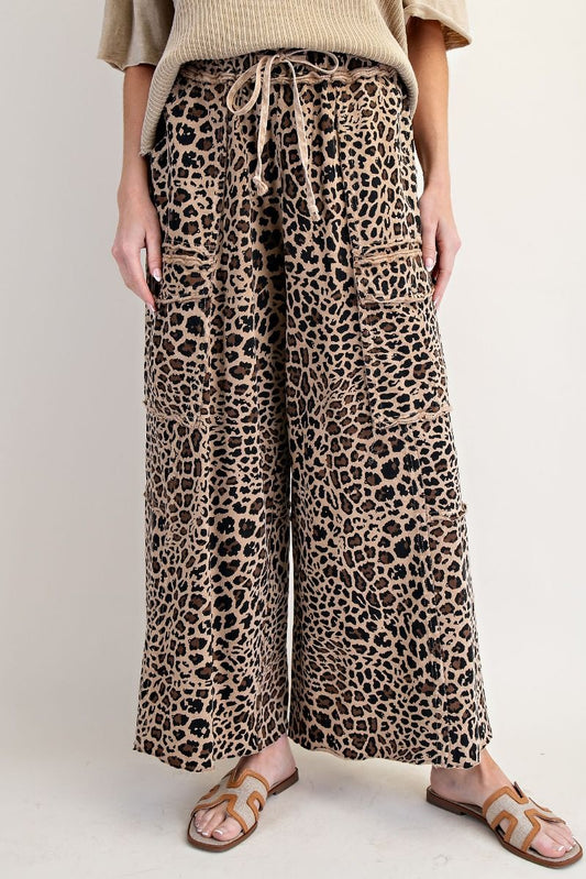 Easel Dark Cheetah Print Cargo Pants