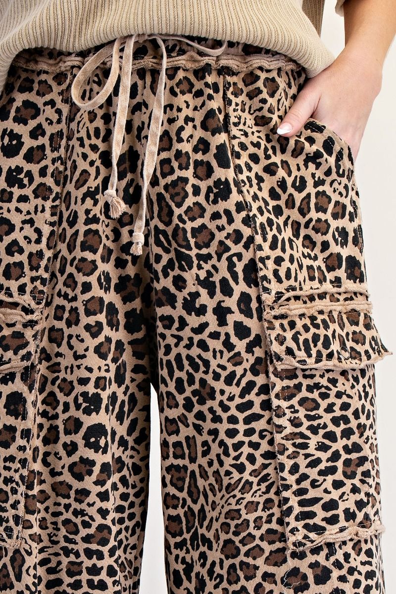 Easel Dark Cheetah Print Cargo Pants