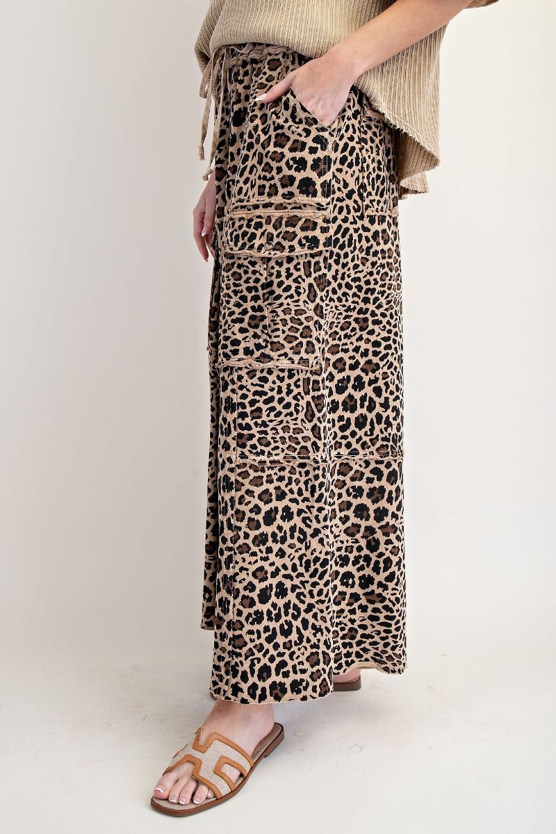 Easel Dark Cheetah Print Cargo Pants