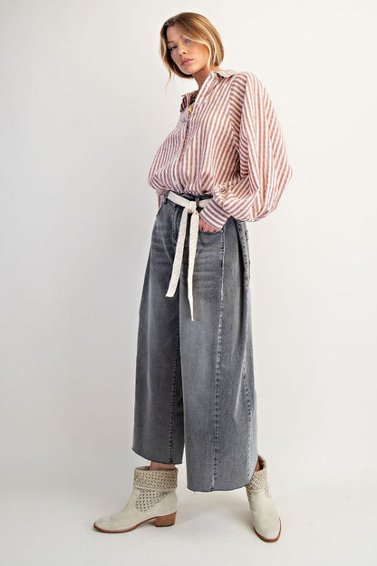 Easel Washed Stretch Black Denim Pants