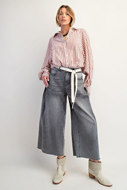 Easel Washed Stretch Black Denim Pants