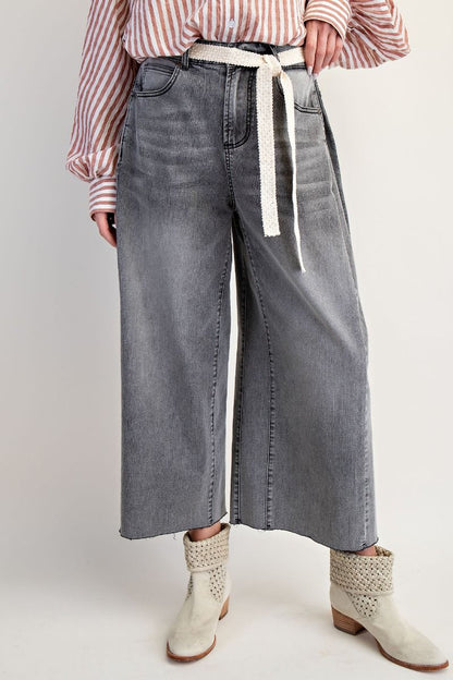 Easel Washed Stretch Black Denim Pants