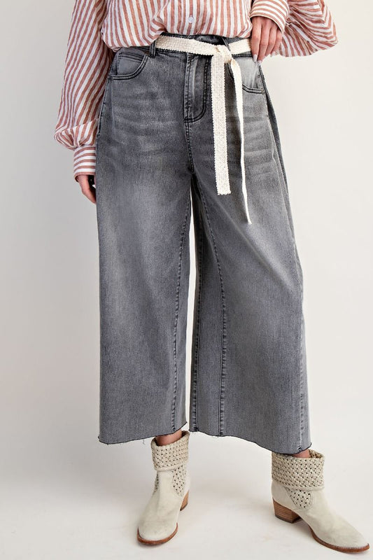 Easel Washed Stretch Black Denim Pants
