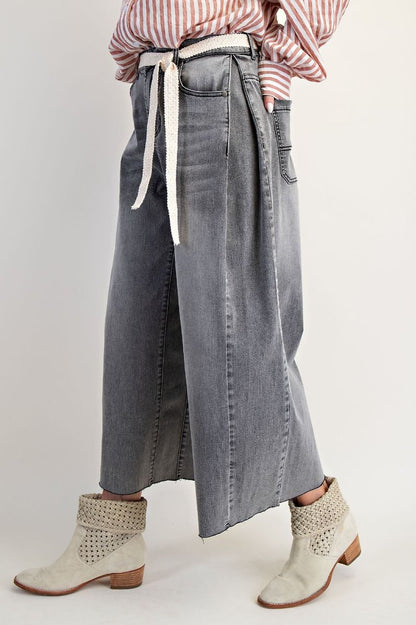 Easel Washed Stretch Black Denim Pants