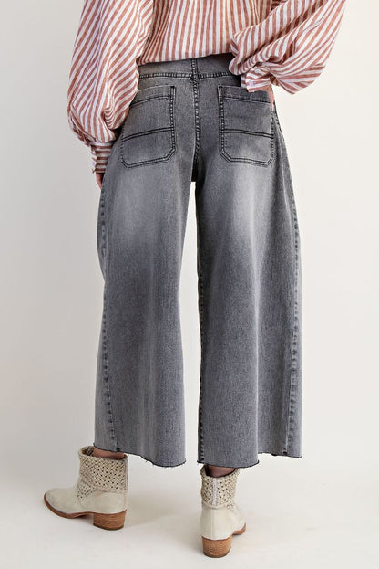 Easel Washed Stretch Black Denim Pants