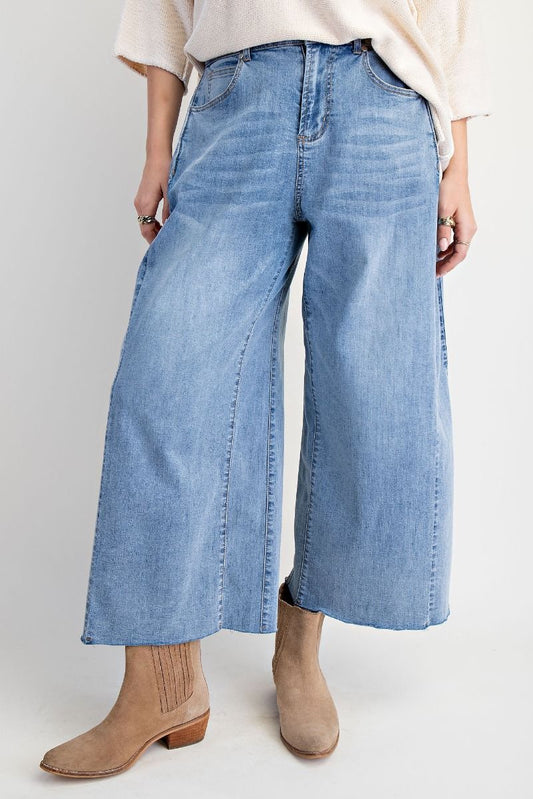 Easel Washed Stretch Denim Pants Washed Denim
