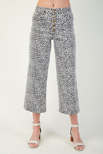 Easel Cheetah Five Button Stretch Pants