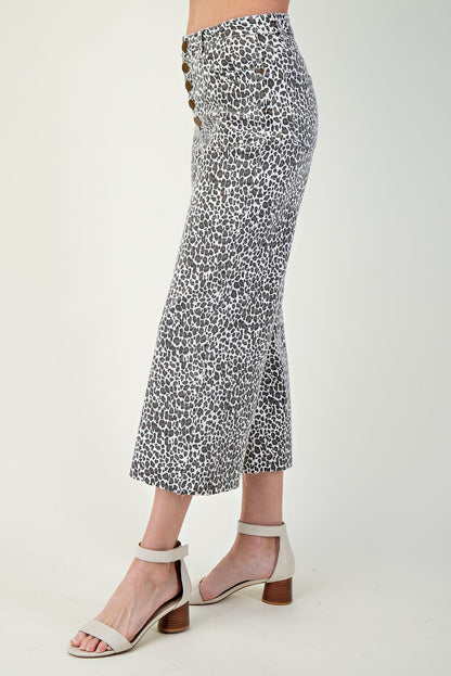 Easel Cheetah Five Button Stretch Pants