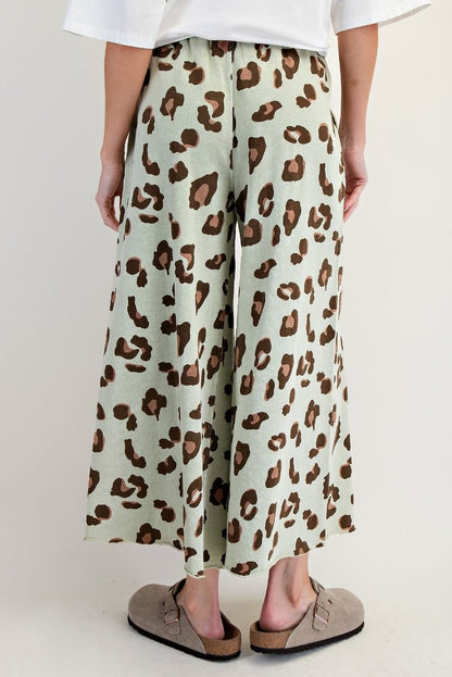 Easel Mineral Washed Terry Knit Pants Faded Sage