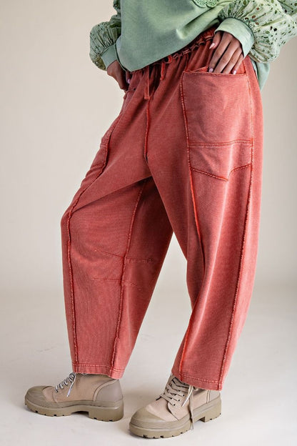 Easel Brick Terry Knit Barrel Pants