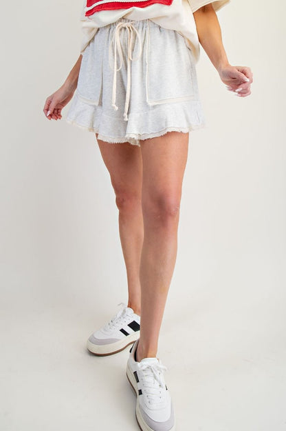 Natural Ruffle Bottom Shorts