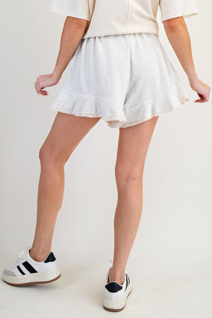 Natural Ruffle Bottom Shorts