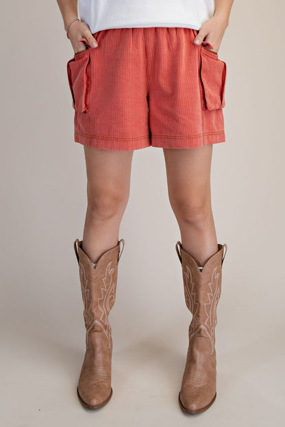 Easel Vintage Red Cargo Shorts