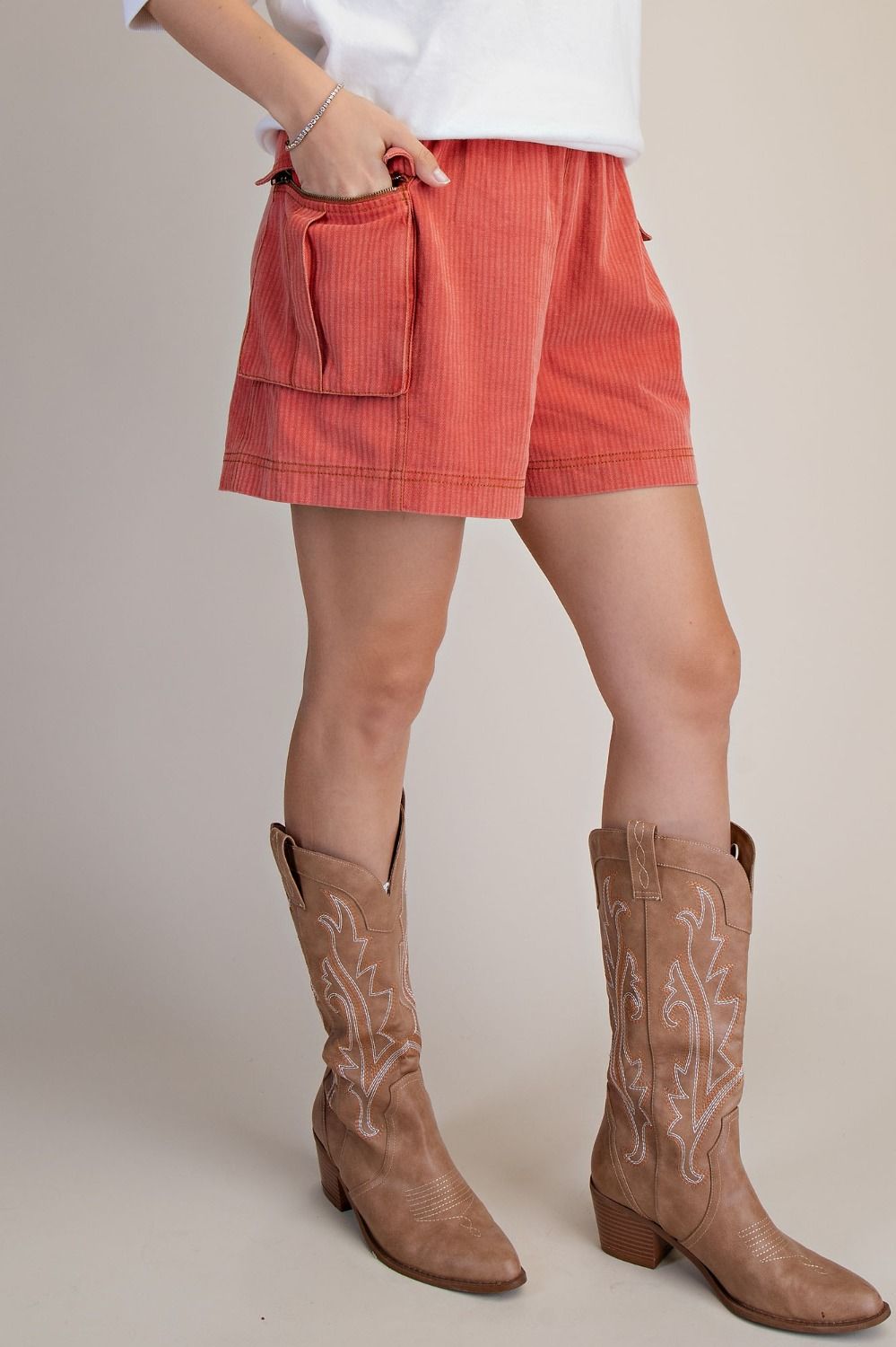 Easel Vintage Red Cargo Shorts