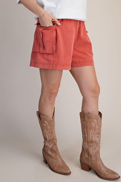 Easel Vintage Red Cargo Shorts