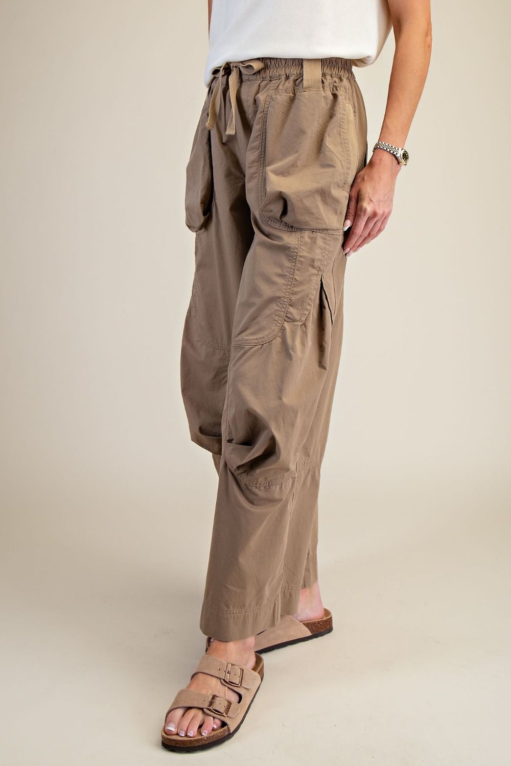 Easel Parachute Cargo Pants Faded Olive