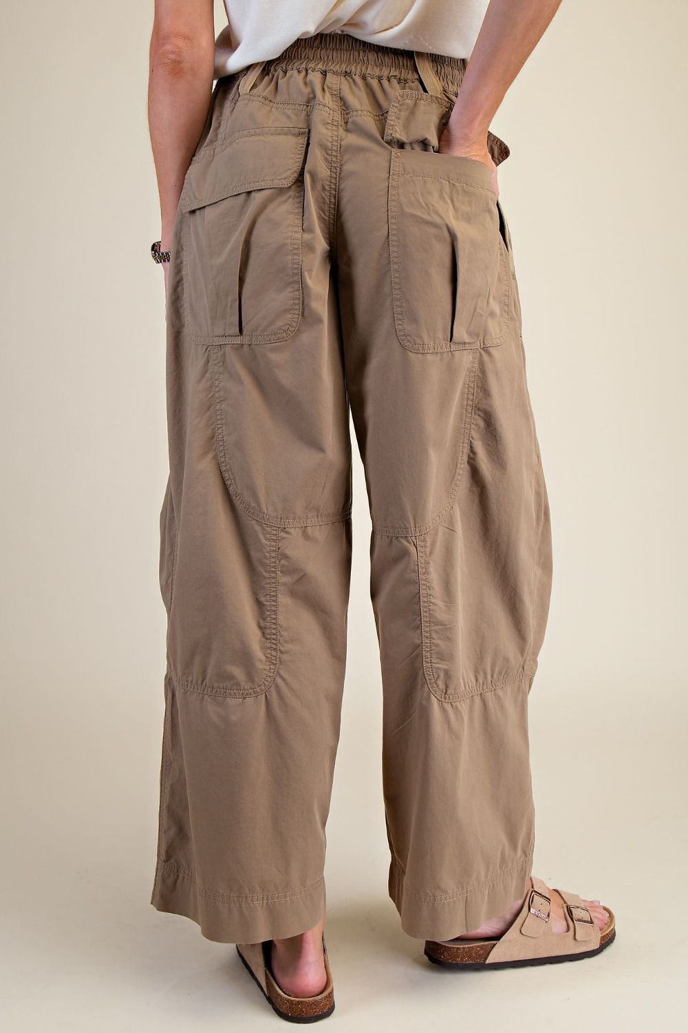 Easel Parachute Cargo Pants Faded Olive