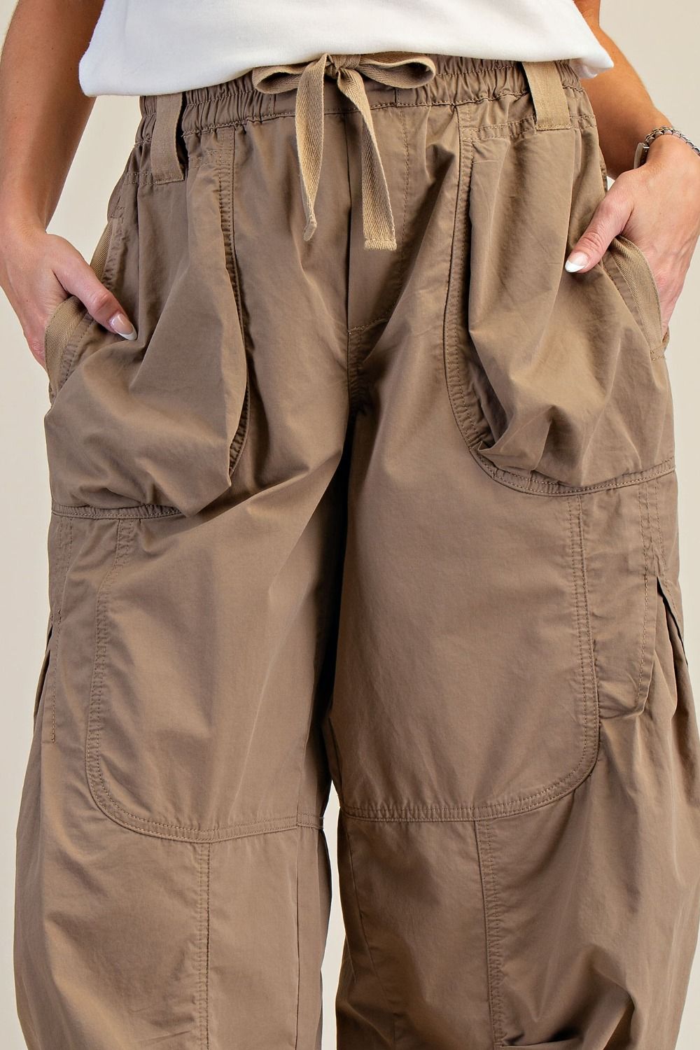 Easel Parachute Cargo Pants Faded Olive