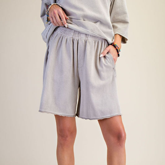 Easel Washed Terry Shorts Mushroom